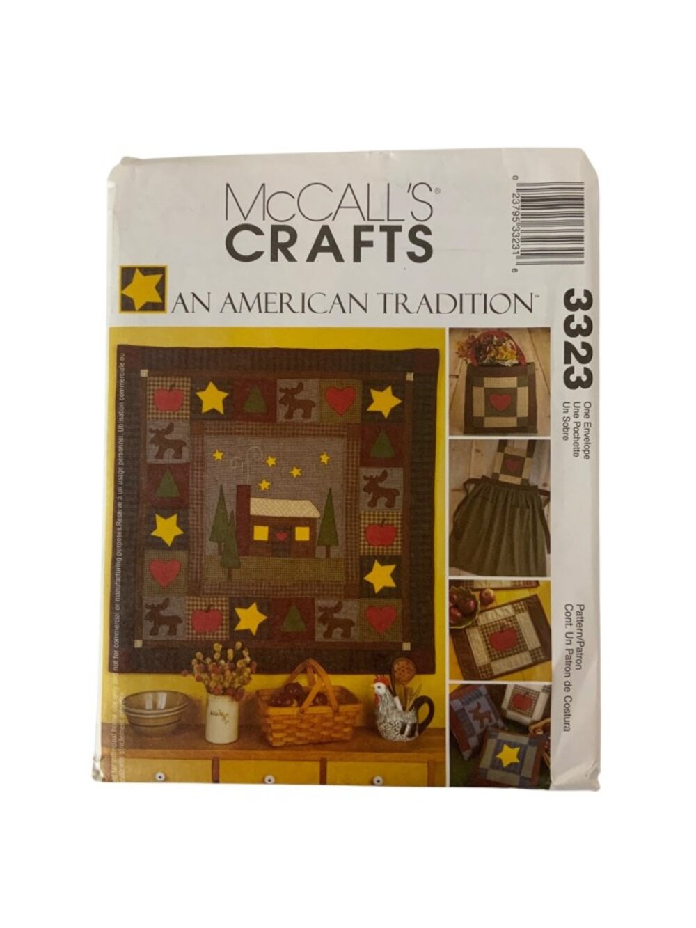 McCalls Crafts 3323 American Tradition Quilt Apron Pillow Sewing Pattern 2001